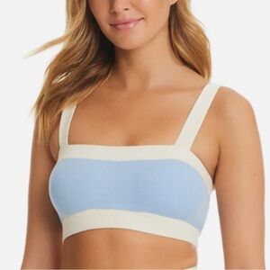NWT- RED CARTER Women's Blue and Cream swim crooped top.
